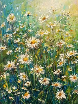 An Impressionistic Meadow of Wild Daisies in Mid-Summer Bloom by Artistic