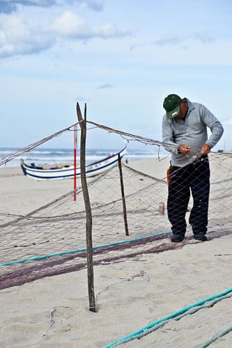 Visser op het strand
