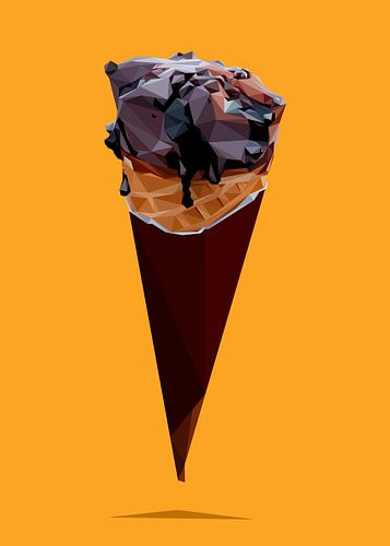 Abstrakte Schokoladeneiscreme Low Poly