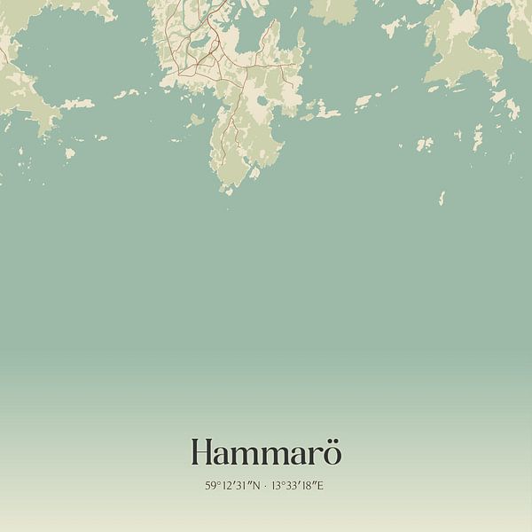 Carte d'époque de Hammarö, Suède. par Affiches de lieux