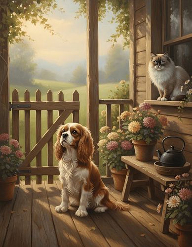 Hond die bij het houten hek wacht