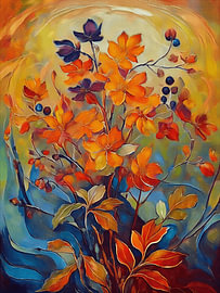 Warme Herbstblumen im modernen Stil
