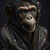 Chimpansee in leren jas van Bert Nijholt