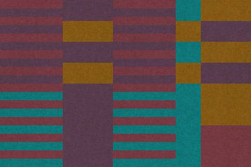 Retro geometrisch patroon. Bauhaus stijl. Vormen in oker, paars, violet. van Dina Dankers