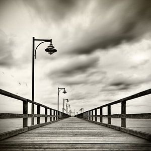 Pier with seagulls by Mario Benz