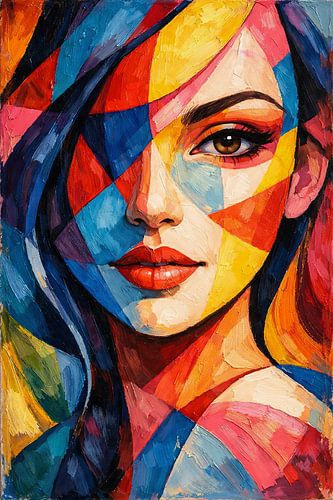 Kleurrijk abstract portret van een vrouw