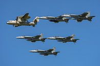 Formatie van E-2D Hawkeye en 5 F/A-18 Super Hornets. van Jaap van den Berg thumbnail