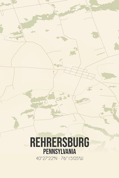 Vintage map of Rehrersburg (Pennsylvania), USA. by Prints of Place