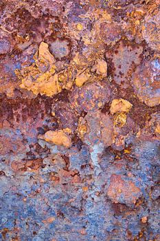 Rood blauwe roest texturen op een oude boot