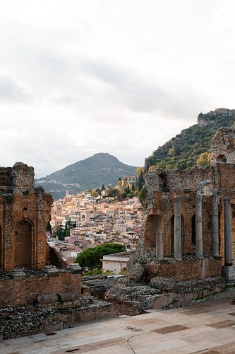 view of the Sicilian town of Taormina.