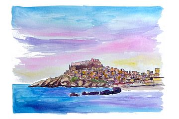 Oude stad en kasteel van Castelsardo Zicht vanaf de haven van Markus Bleichner
