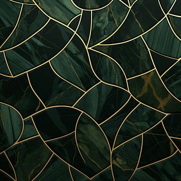 Art Deco Elegant Gatsby: Nature in Lead Window Marble & Gold by Surreal Media