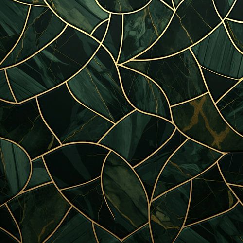 Art Deco Elegant Gatsby: Natuur in Lood Raam Marmer & Goud