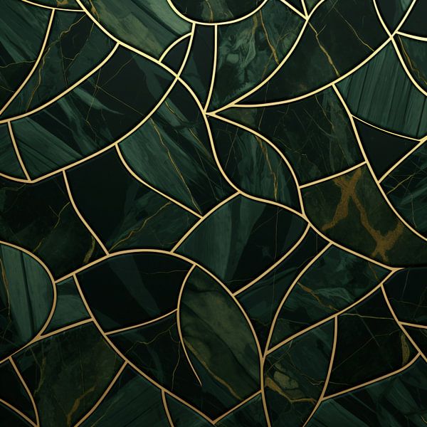 Art Deco Elegant Gatsby: Nature in Lead Window Marble & Gold by Surreal Media
