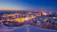 Landshut, Bavaria in christmas holiday season with snow at night