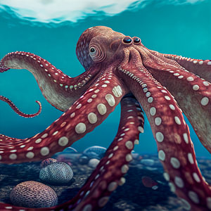Porträt eines Oktopus, Illustration