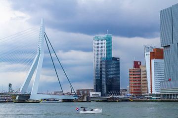Schipper op de Nieuwe Maas | Kop van Zuid | Rotterdam Photo print van Rebecca van der Schaft