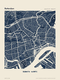 Rotterdam city map in navy by Sidney van den Boogaard