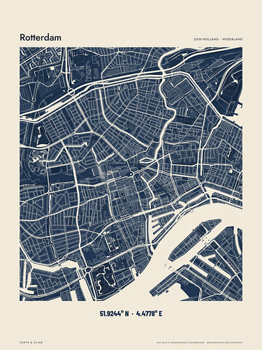 Rotterdam city map in navy