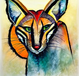 Cat digitale art van Marco Herman Photography