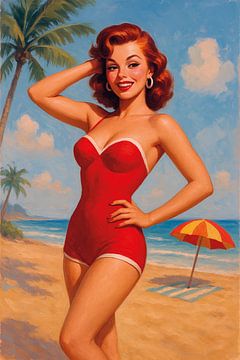 Peinture d'une pin-up. sur Galerie Hoppenbrouwers
