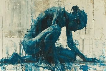 Abstracte Vrouw Blauw | Azure Whisper van Kunst Kriebels