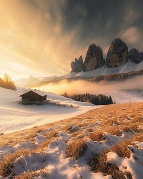 Winter in de Alpen van fernlichtsicht