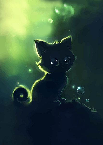 Whiskers and Wonder: A Cat's Portrait by Grease New