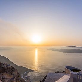 De zonsondergang van Santorini van Rens Bok