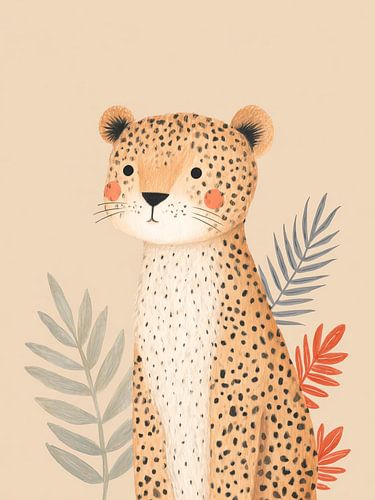 Verspielte Leoparden-Illustration – Niedliches Safari-Kinderzimmer