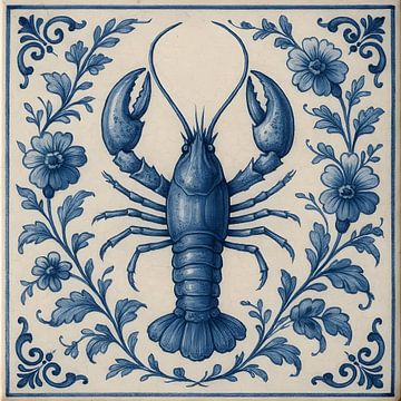Delfter Blau Fliese Krebs von FoXo Art