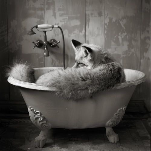Slimme vos in bad - een fascinerende badkamerfoto voor je toilet