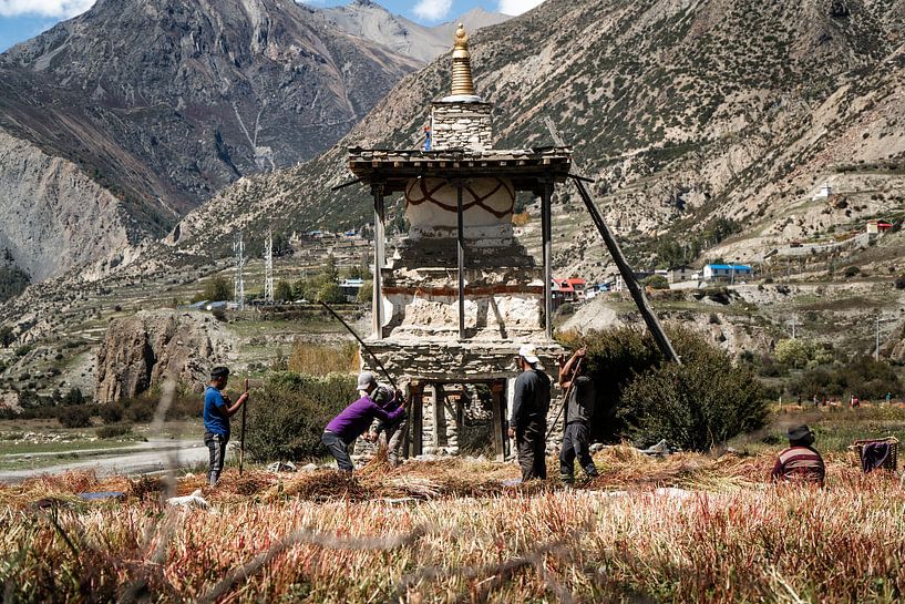 Ancienne stuppa bouddhiste dans les montagnes de l'Himalaya par Yme Raafs