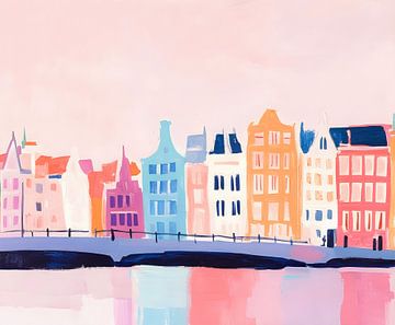 Pastel Amsterdam: Een vrolijk kleurenpalet van iconische grachtenpanden van But First Framing