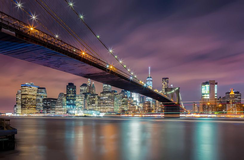 Brooklyn Bridge bij nacht van Artwork Shop
