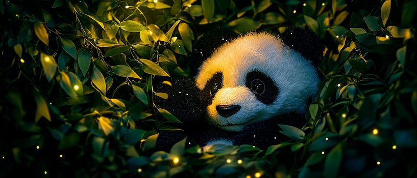 Panda in sanfter Lichtumgebung versteckt von Poster Art Shop