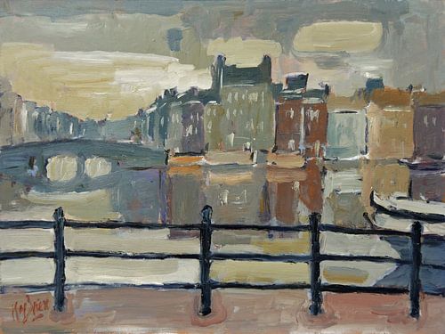 Huizen langs de Amstel gracht, Amsterdam