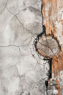 Beton en hout van Digitale Schilderijen