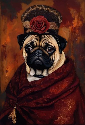 Mopshond in Victoriaanse Jurk