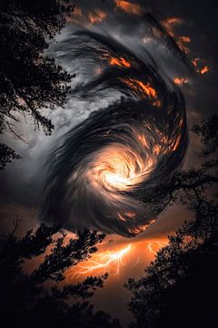 Dramatisch onweer met bliksem van Poster Art Shop