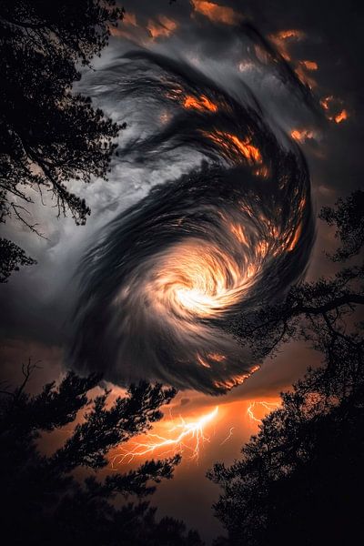 Dramatic storm with lightning by Poster Art Shop