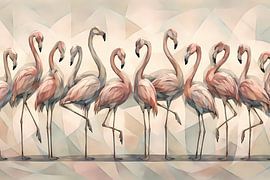 Groupe de flamants roses pastel sur Linda de Klein