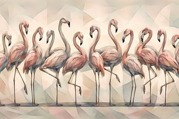 Groupe de flamants roses pastel