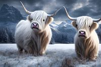 Winter animals: Highland cows