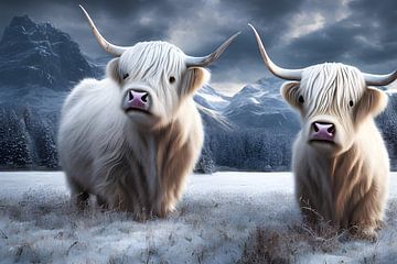 Winterdieren: Schotse hooglanders van Nicolette Vermeulen