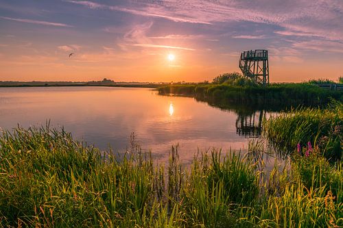 Zonsondergang nabij Kolham, Groningen, Nederland