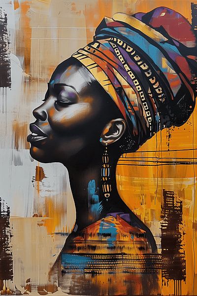 Abstract and colourful portrait of a woman of colour variation 1 by Steinfox Art
