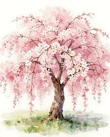 Weeping cherry tree in spring splendour