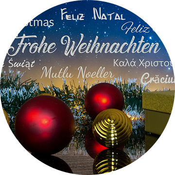 Kerstkaart met kerstgroeten in verschillende talen van Udo Herrmann