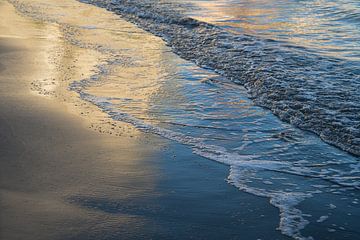 Reflections in the wet sand and gentle waves 1 by Adriana Mueller